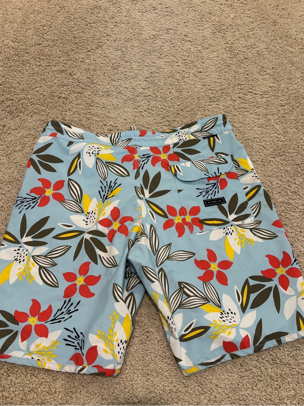 Vissla Men’s Floral Boardshorts Blue Size 34 Tropical Swim Trunks